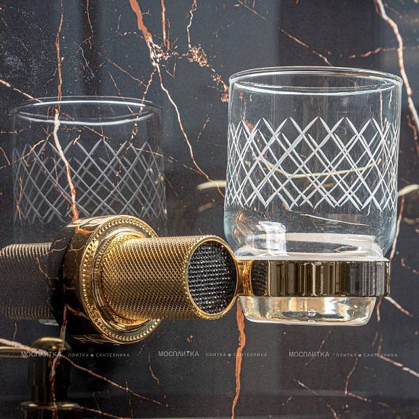 Стакан для зубных щеток подвесной Boheme Royal Cristal золото 10924-G-B