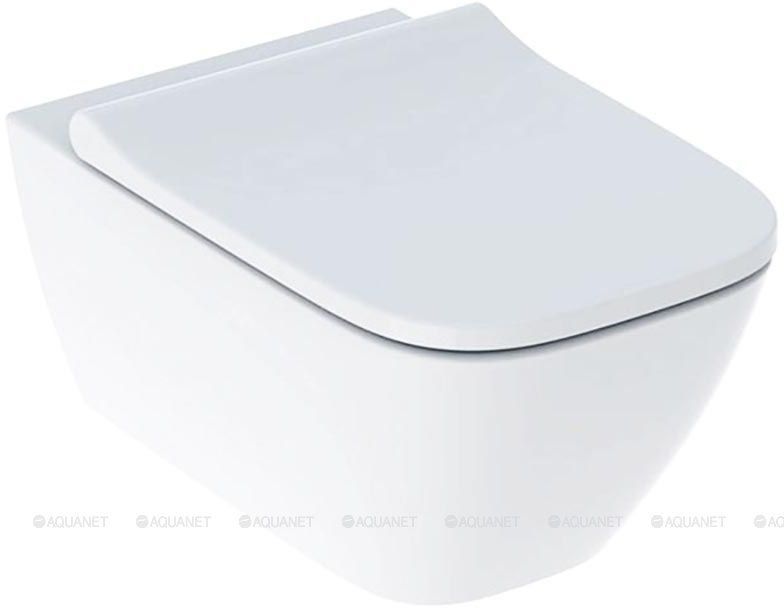 Унитаз подвесной Geberit Smyle Square Rimfree безободковый с сиденьем SoftClose и QuickRelease 500.683.00.2