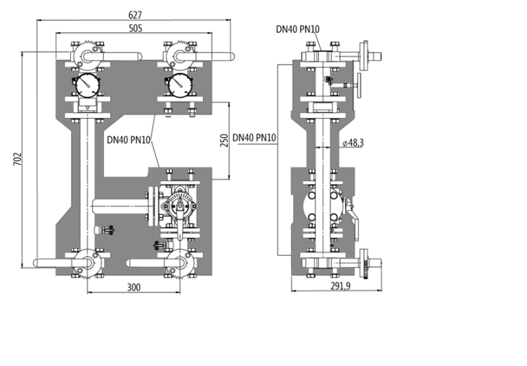 Насосная группа смесительная фланцевая Huch EnTEC DN40 PN10 без насоса EFG40020