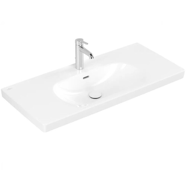 Раковина, Villeroy Boch, Skyla, шгв 1000-470-165, отверстия для смесителя-1, цвет-альпийский белый (белый Alpin)