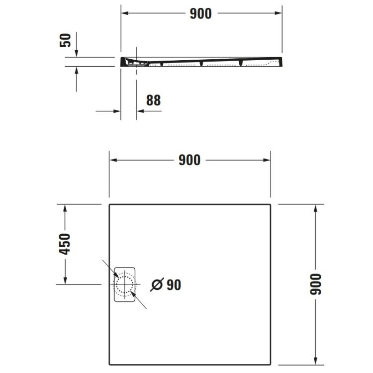 Душевой поддон Duravit Stonetto 900x900 мм антрацит 720146680000000