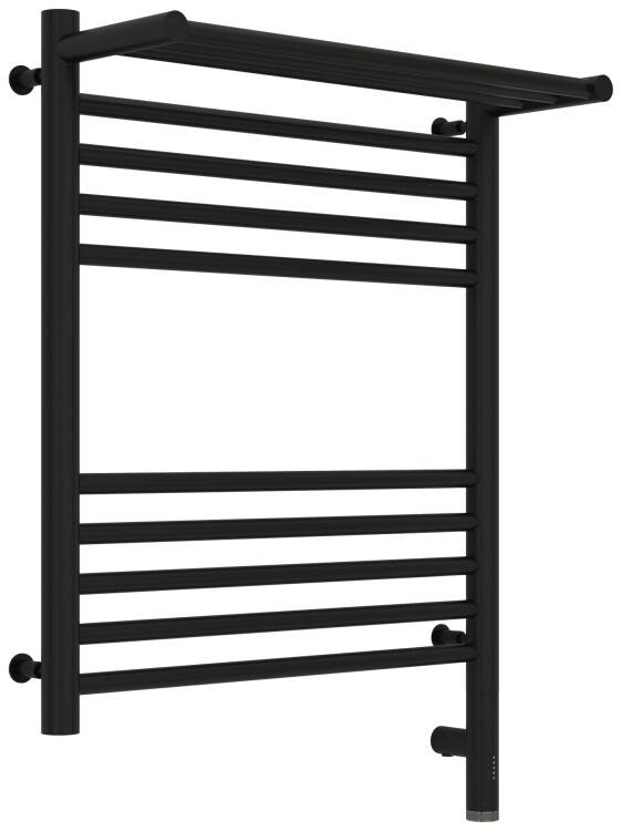 Полотенцесушитель электрический Сунержа Богема 3.0 с 1 полкой 500x600 мм МЭМ нижнее справа черный матовый 3158076050