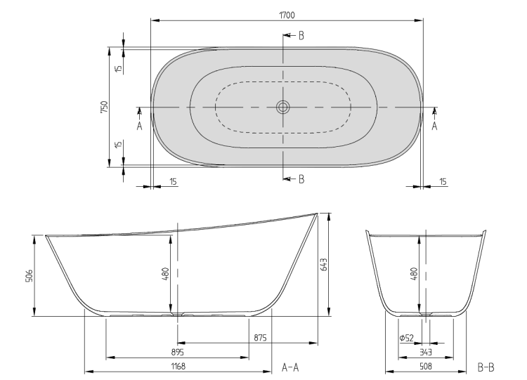 Ванна Villeroy & Boch Theano 1700x750 мм отдельностоящая белый альпийский UBQ170ANH7F200V01