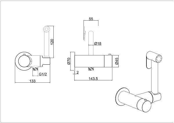 Гигиенический душ со смесителем Allen Brau Thermo Rund хром 5.60001-00