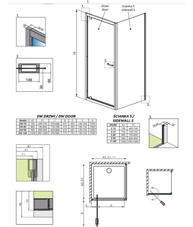 Боковая стенка Radaway Twist S 750x1900 мм хром стекло прозрачное 382010-01