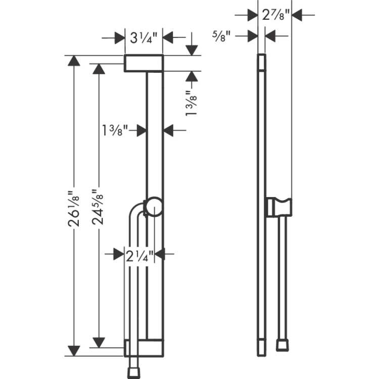Штанга для душа Hansgrohe Unica S Puro 663 мм цвет черный матовый 24402670