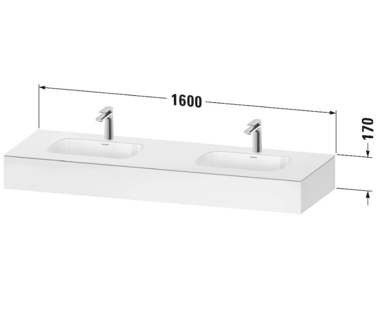 Столешница Duravit Qatego 1600x550x170 мм для двух раковин белый матовый QA4695018180