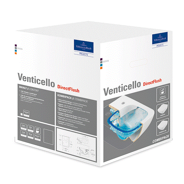 Унитаз подвесной Villeroy & Boch Venticello 375x560 мм CeramicPlus альпийский белый 4611RSR1