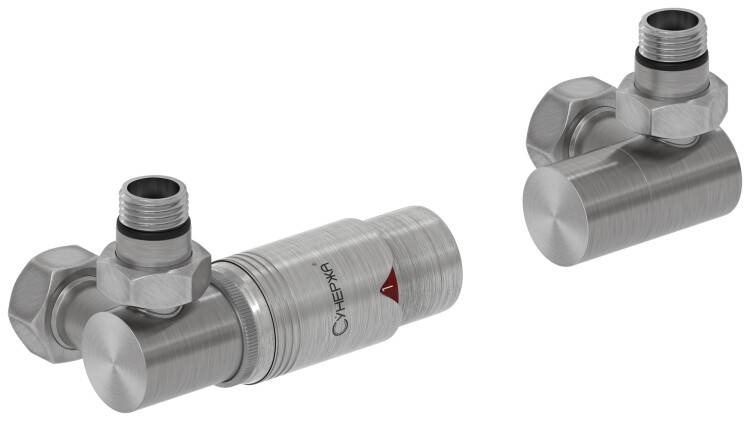 Терморегулятор автоматический Сунержа 3D G 1/2 x G 3/4 набор левый сатин/сталь 07114210000