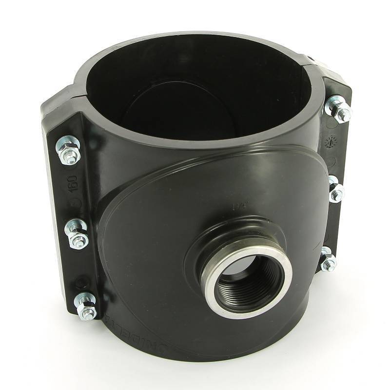 Седловая врезка Unidelta 160х1 1/4 4 болта для труб ПНД 1026160005