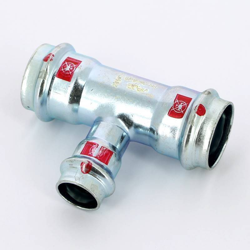 Тройник пресс Viega Prestabo оцинкованная сталь 28х18х28 мм 558727