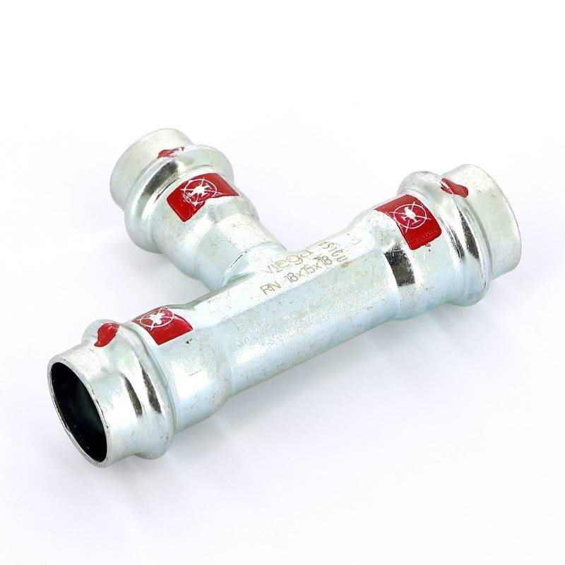 Тройник пресс Viega Prestabo оцинкованная сталь 18х15х18 мм 558680