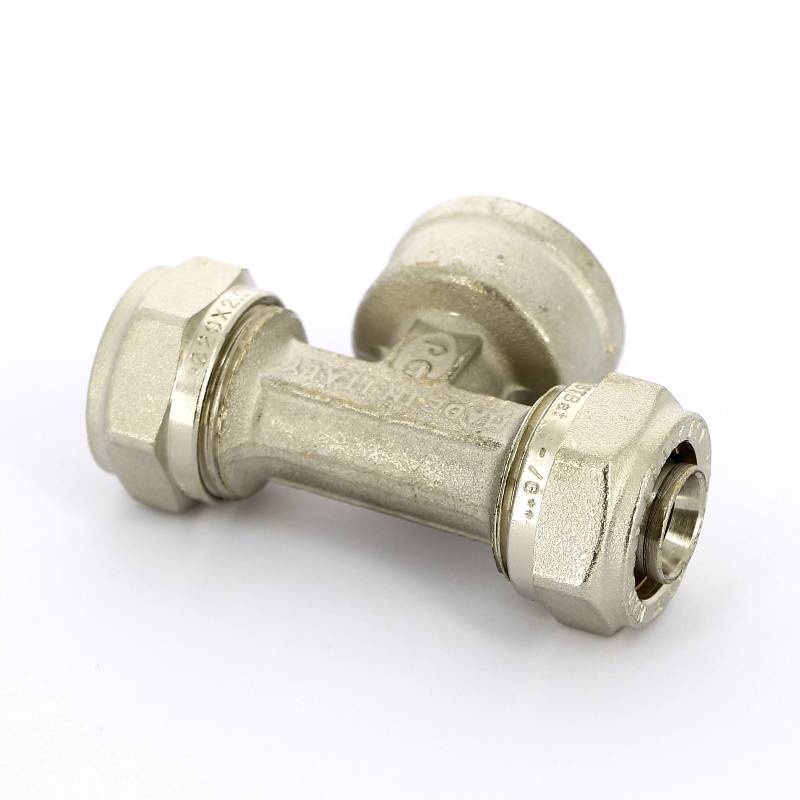 Тройник обжимной Tiemme никелированный 20х3/4х20 ВР 1600032