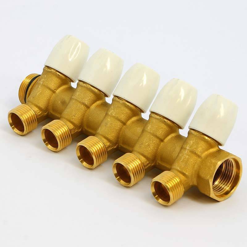 Коллектор с вентилями Tiemme 3/4х1/2 5 выходов 36 мм 1860038