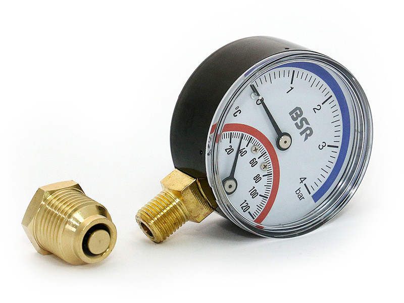 Термоманометр Watts BSR 0-4 бар 0-120 °C 63 мм 1/2 аксиальный 4991100231