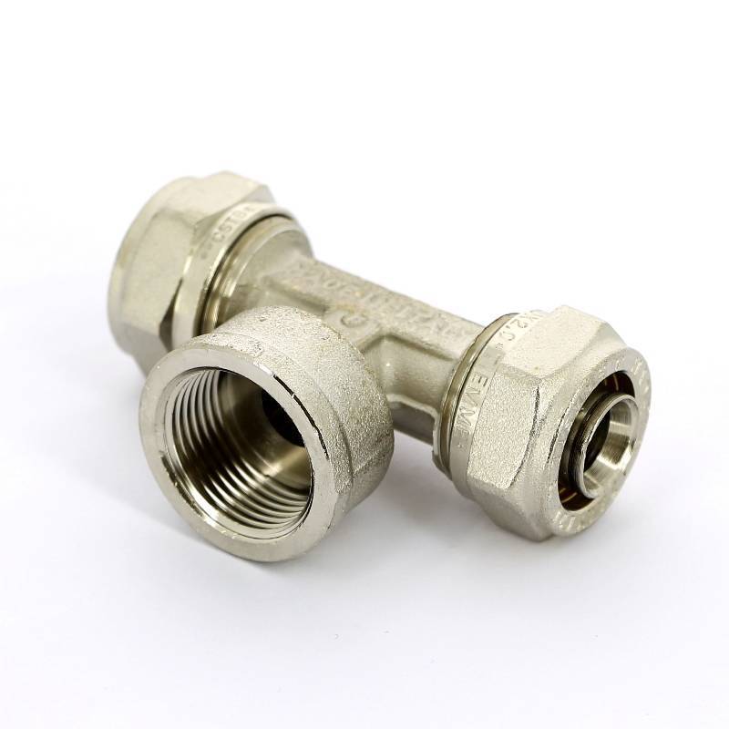 Тройник обжимной Tiemme никелированный 20х3/4х20 ВР 1600032