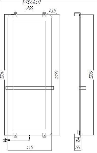 Полотенцесушитель электрический Allen Brau Infinity 120x44 см с рейлингом и креплением 00288920