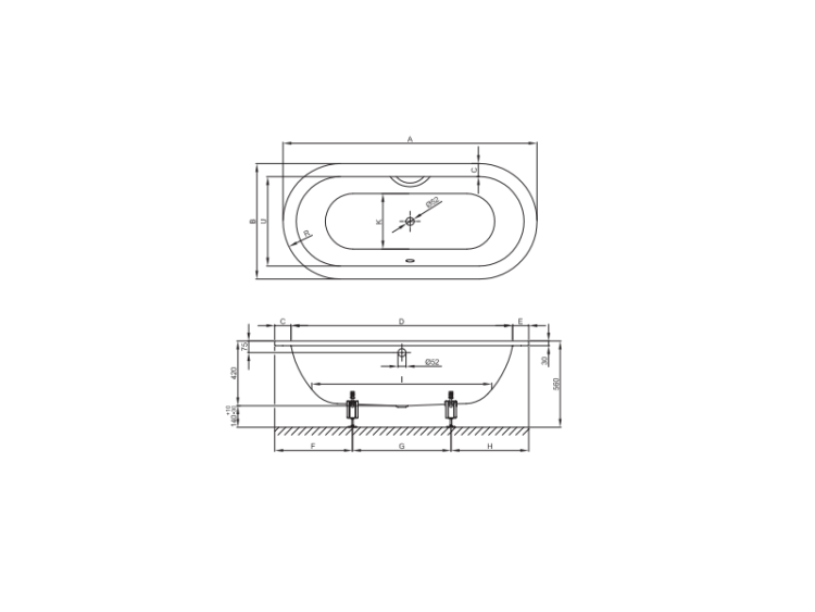 Ванна встраиваемая Bette BetteStarlet Oval 1500x800x420 мм цвет белый 2700-000.