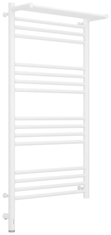 Полотенцесушитель электрический Сунержа Богема 3.0 с 1 полкой 1000x500 мм МЭМ нижнее слева белый матовый 3058061050