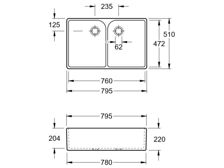 Мойка Villeroy & Boch ONovo 795x500x220 мм CeramicPlus альпийский белый 633100R1