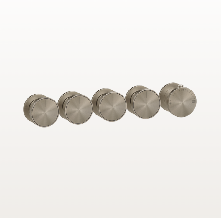 Смеситель для душа, Gessi, Origini, на 4 потребителя, настенный встраиваемый, цвет-Finox Brushed Nickel