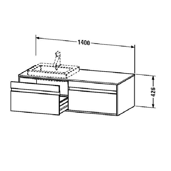 Тумба под раковину подвесная Duravit Ketho 1400x550x426 мм двойной вырез белый глянцевый KT6797B2222
