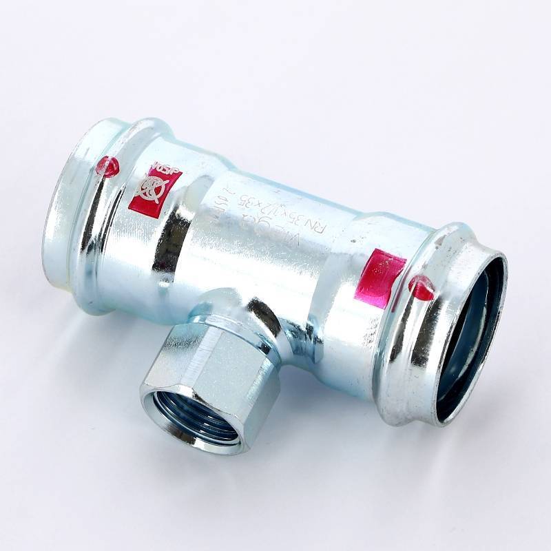 Тройник пресс-ВР оцинкованная сталь Viega Prestabo 35х1/2х35 мм 558932