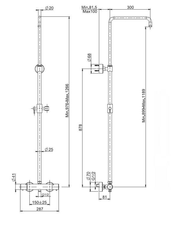 Душевая стойка FIMA Carlo Frattini с термостатом бронза брашированная янтарная F4285SZS
