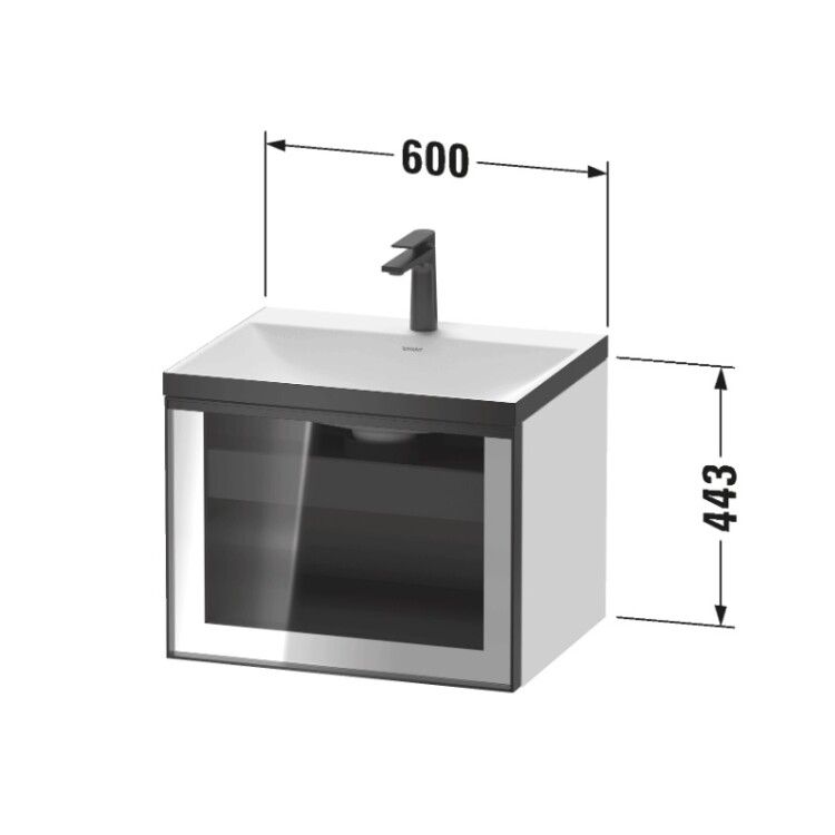 Тумба под раковину Duravit Vitrium 600x479x443 мм подвесная серый глянцевый Parsol VT4295O4949001G