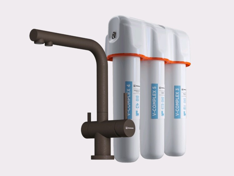 Смеситель для кухни OMOIKIRI Nagano-P espresso с водоочистителем PURE DROP Lite 45008028P