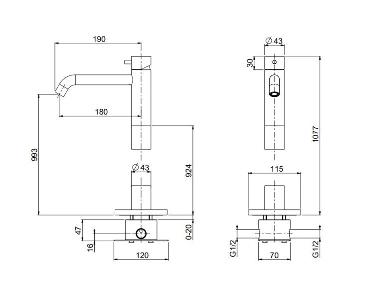 Смеситель для раковины Quadrodesign Source напольный сталь брашированная 12051AS