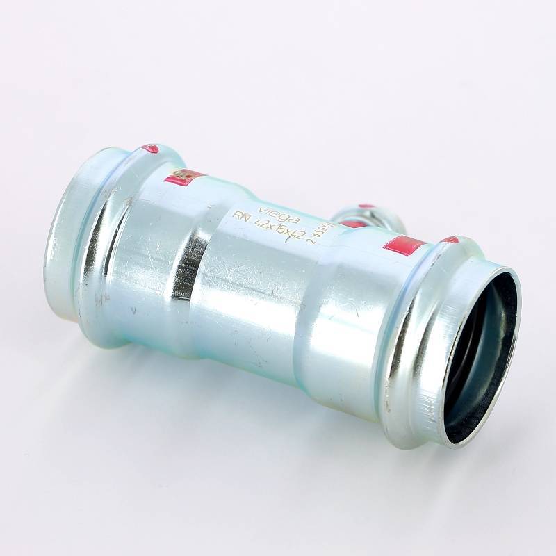 Тройник пресс Viega Prestabo оцинкованная сталь 42х15х42 мм 642556