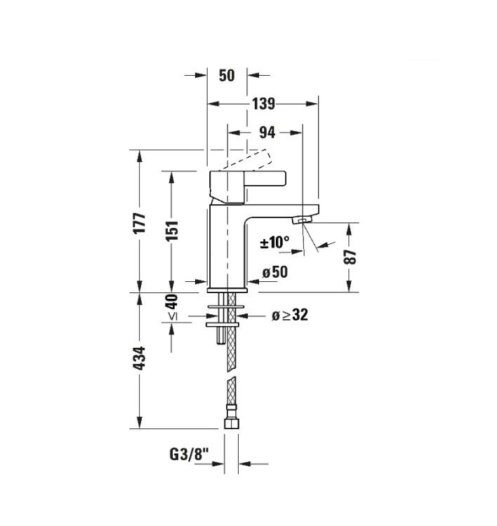 Смеситель для раковины Duravit D-Neo S хром DE1010002010