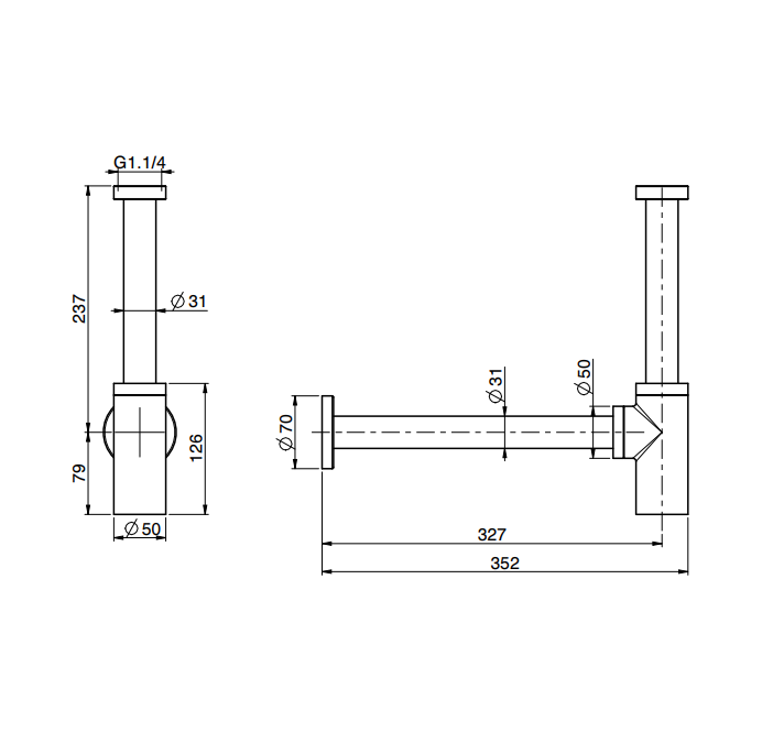 Сифон для раковины Fima Carlo Frattini Spillo Steel бутылочный 1 1/4 нержавеющая сталь F409INOX