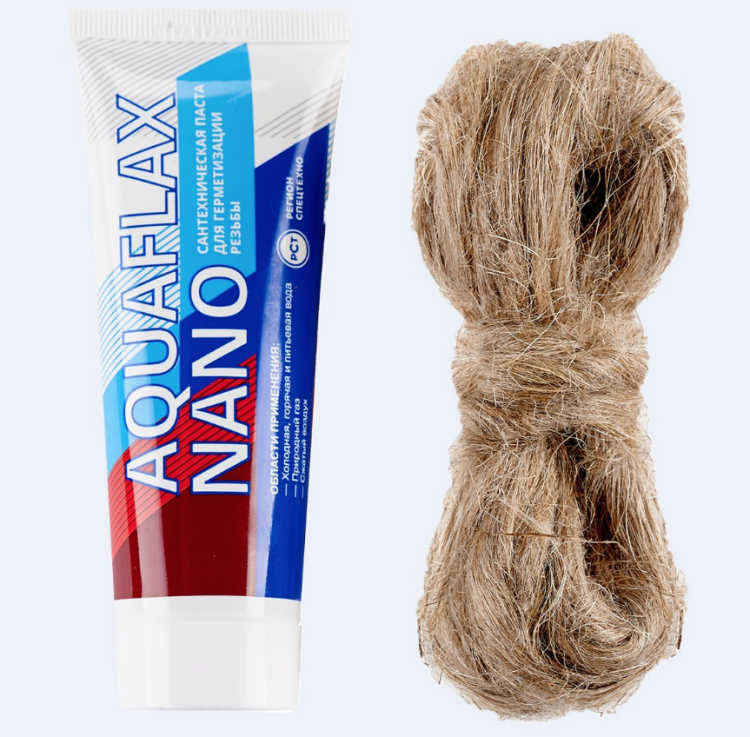 Паста уплотнительная, Aquaflax nano, 80 г тюбик   20 г лён, набор в пакете