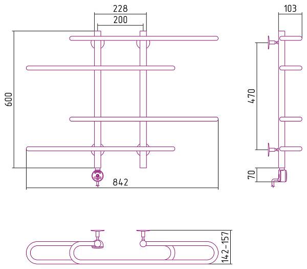 Полотенцесушитель электрический Стилье Формат 15 90x60 см без покрытия 00515-6090