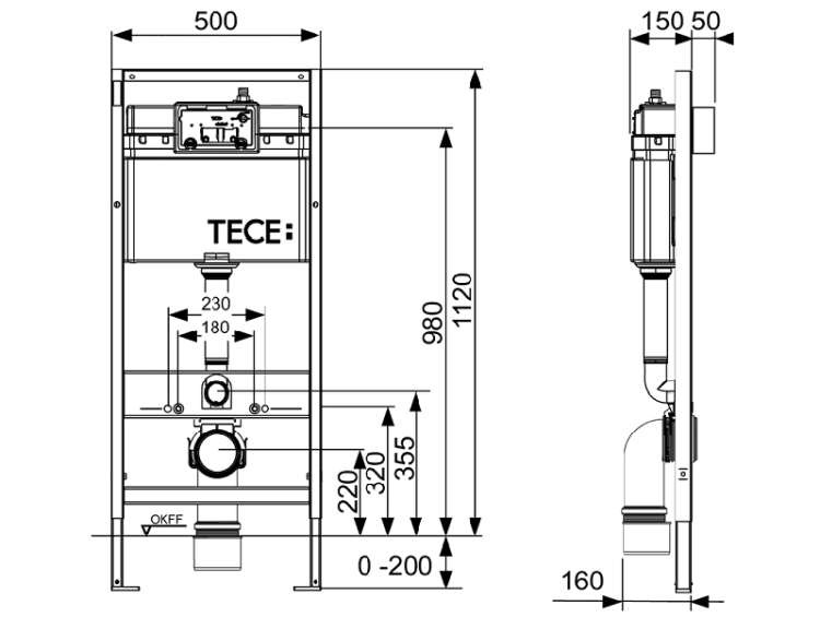 Инсталляция для унитаза TECE TECEbase 500x150x1120 мм K440403