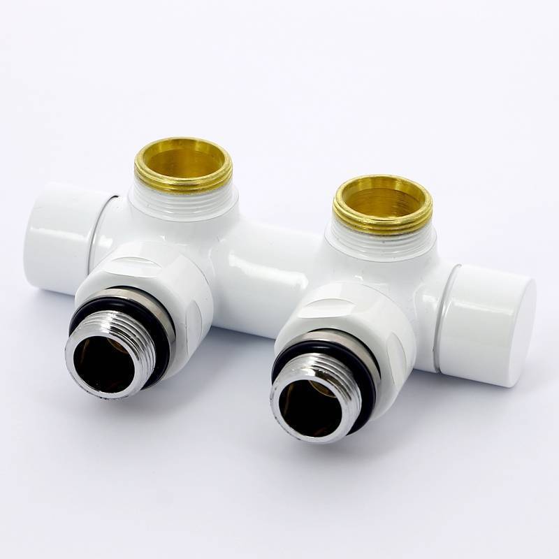 Узел ручной угловой Carlo Poletti с запорным клапаном без байпаса белый V48100EESB