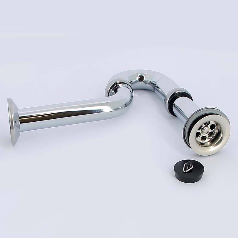 Сифон трубный Viega 5612 с горизонтальным отводом и пробкой хром 111298