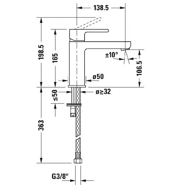 Смеситель для раковины Duravit B.2 хром B21020002010