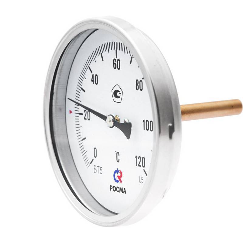 Термометр биметаллический осевой Росма БТ-51.211 100/100 G1/2 0-160 °C 00000002550