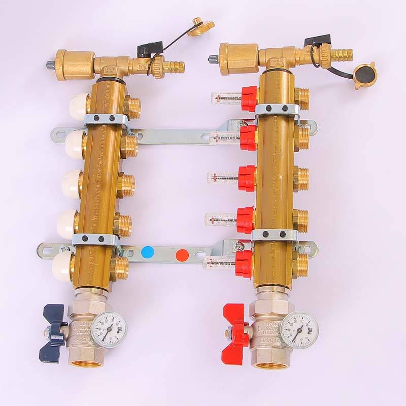 Коллекторная группа с термостатическими вентилями и расходомерами Tiemme 1x3/4 EK 5 выходов 3870001