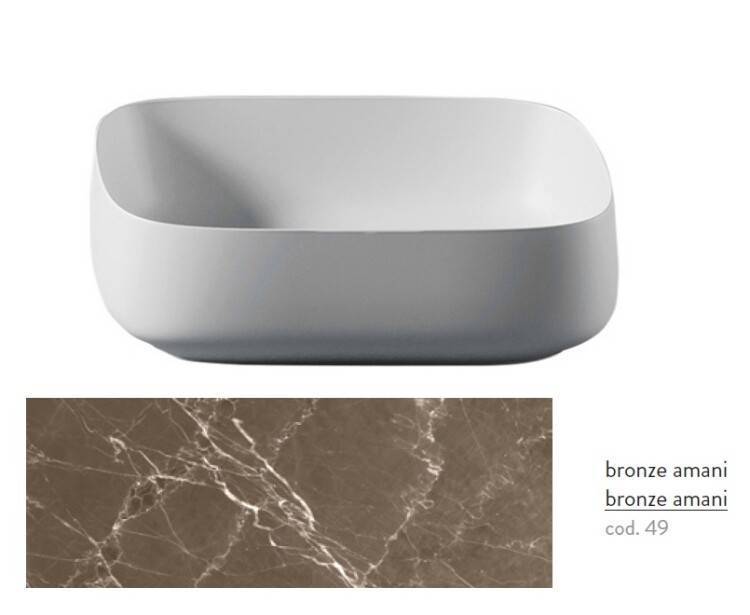 Раковина накладная Artceram Cognac Quadro 560x410x155 мм без отверстия Bronze Amani COL0094900