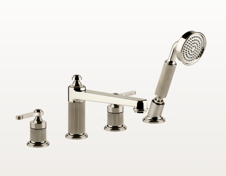 Смеситель для ванны и душа Gessi VENTI20 на борт ванны никель PVD 65045720