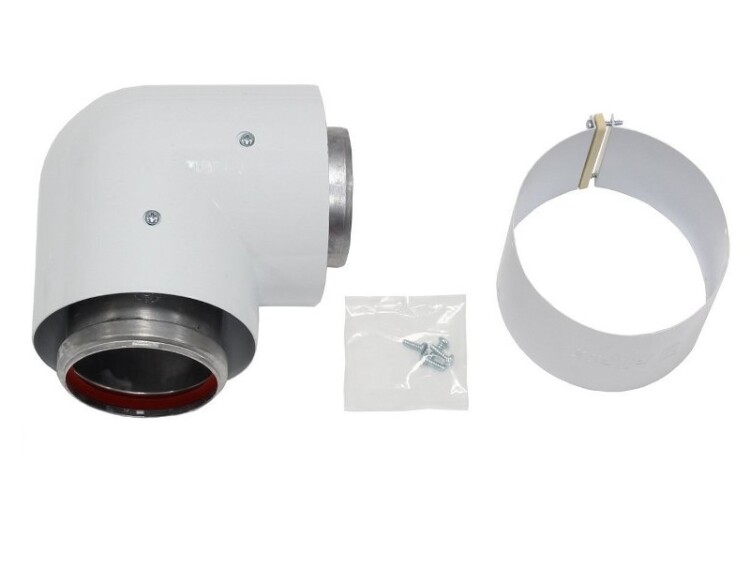 Отвод дымохода 87° Buderus 80/125 мм коаксиальный 303610