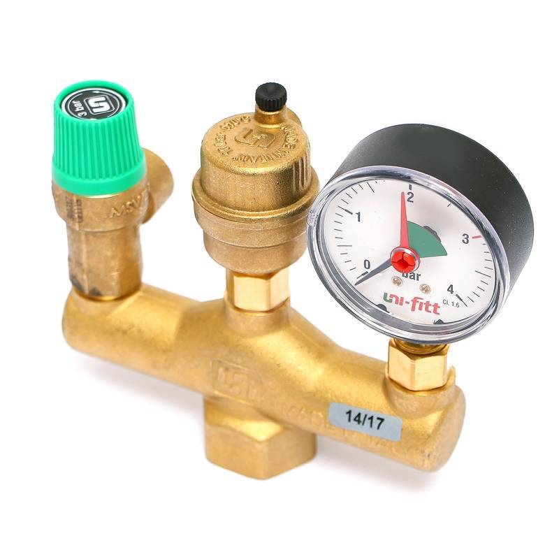 Группа безопасности котла Uni-Fitt до 50 кВт 1 3 бар латунь 252G4530