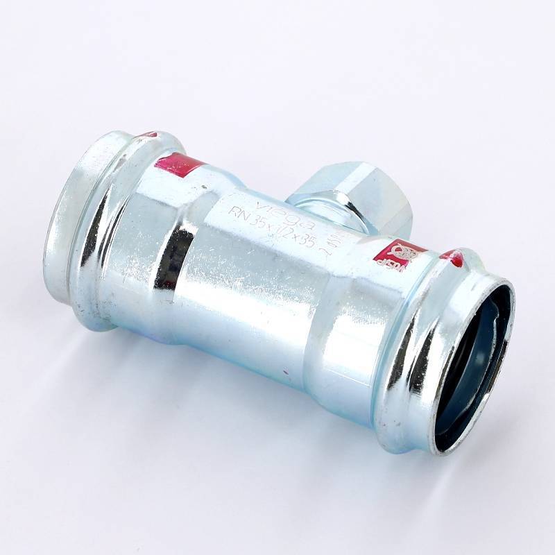 Тройник пресс-ВР оцинкованная сталь Viega Prestabo 35х1/2х35 мм 558932