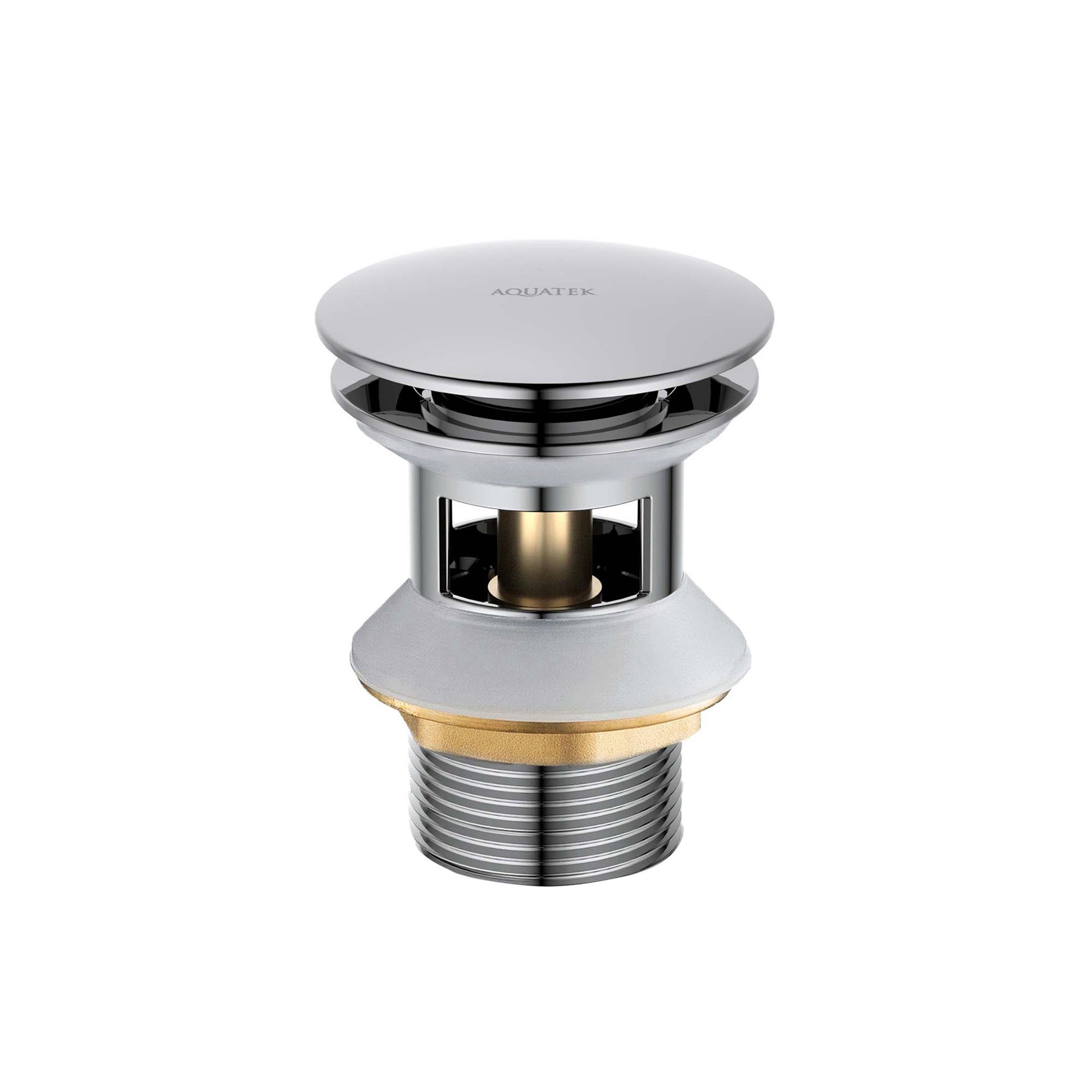 Сливной набор для раковины Aquanet Push-open с переливом круглая крышка AQ6002CR