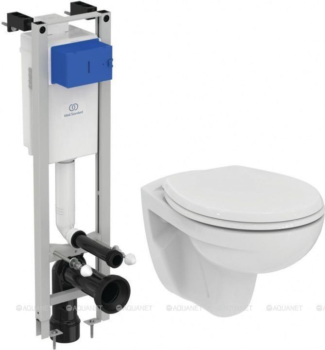 Комплект 3 в 1 Ideal Standard Eurovit Rimless подвесной унитаз K881201, сиденье микролифт, инсталляция ProSys Eco Frame M E233267 W660101