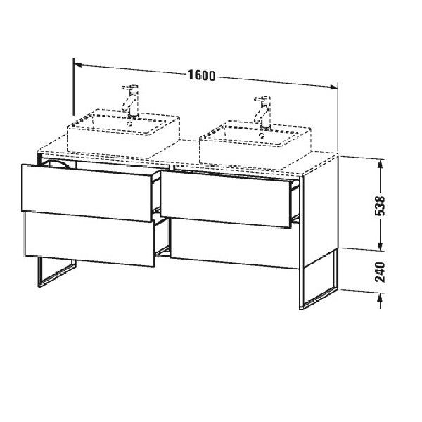 Тумба под раковину Duravit XSquare 1600x548x778 мм подвесная белый глянцевый XS4927B2222